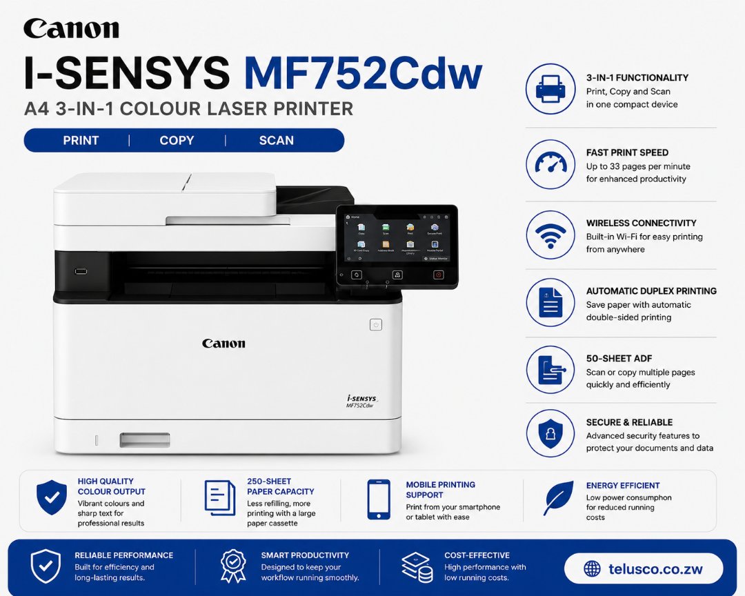 CANON I-SENSYS MF752Cdw,A4 3-IN-1 LASER PRINTER