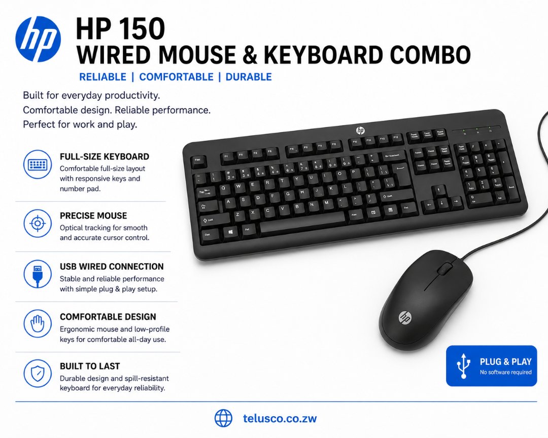 HP 150 WIRED MOUSE AND KEYBOARD COMBO